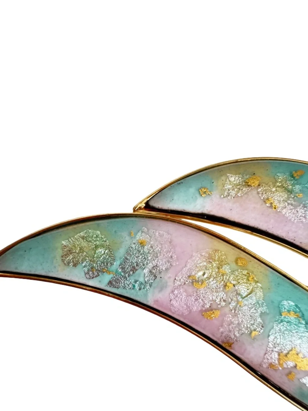 Vintage Japanese Cloisonne Brooch Pendant Pastel Enamel Abstract Gold Tone Pin